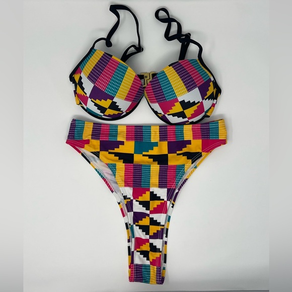aude swim Other - Colorful African Print Bikini Swimsuit Kente High Waisted Bathing Suit Tribal 25